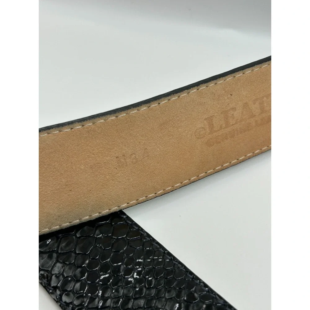 Leatherock Womens Belt‎ Black Green Yellow Snake Print Tortoise Buckle Statement